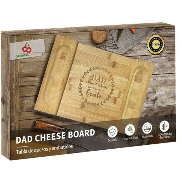 Dad Bamboo Cheese Board - Gift for Father from Daughter Son Kids - Best Bir - Picture 2 of 3